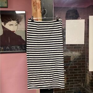 J. Crew Navy and White Striped Pencil Skirt
